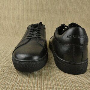 All Saints Shoes Mens US 12 EU 45 Black Smooth Low-Top Leather Sneaker Shoe NEW
